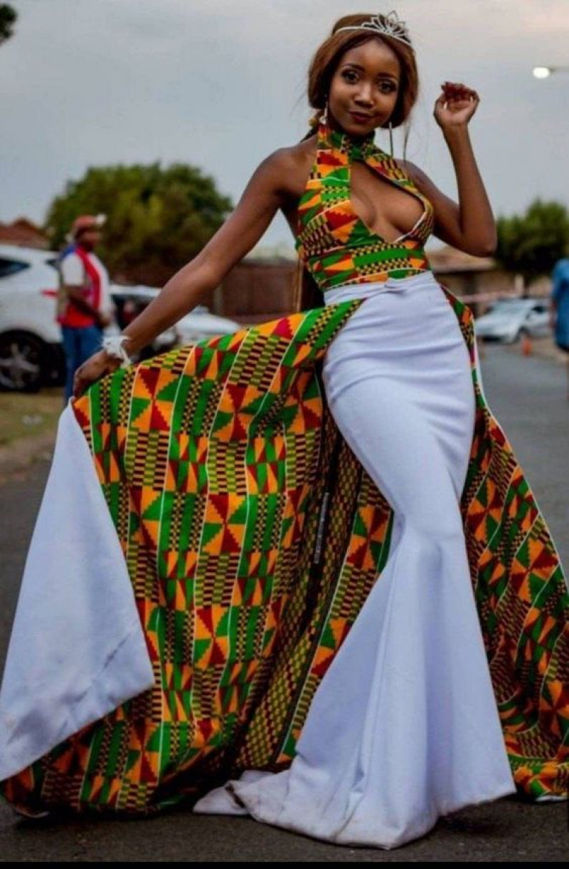 Sleeveless Crop Top, White Silk Formal Skirt, Kitenge Dresses